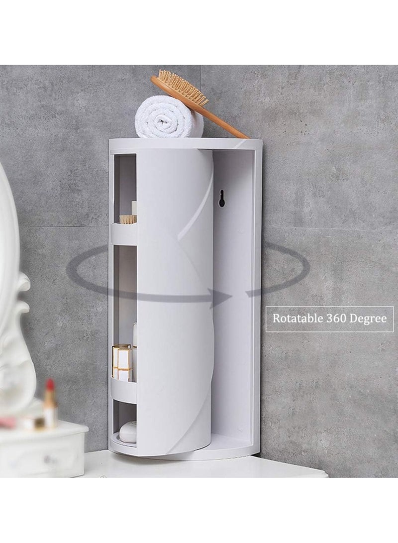 DubaiGallery رف زاوية الحمام 3 طبقات تخزين الدش متعدد الوظائف رف دوار 360 رف تخزين الحمام والمطبخ، تثبيت بدون حفر، للجدران، للمطبخ والحمام - Image 2