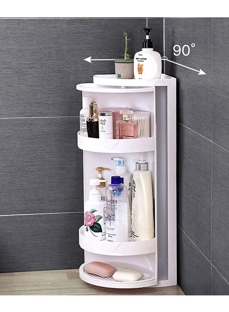 DubaiGallery رف زاوية الحمام 3 طبقات تخزين الدش متعدد الوظائف رف دوار 360 رف تخزين الحمام والمطبخ، تثبيت بدون حفر، للجدران، للمطبخ والحمام - Image 3