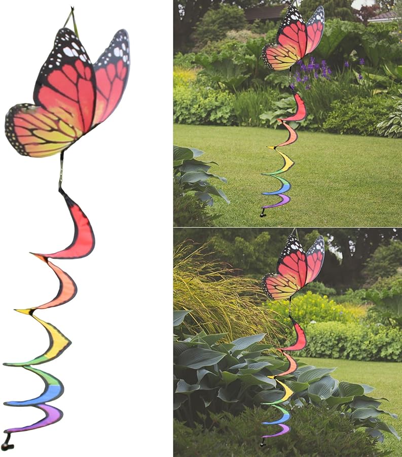 عاكس الرياح على شكل فراشة معلقة لتزيين الشرفة والحديقة الخارجية مع ترصيع دوار - Image 3