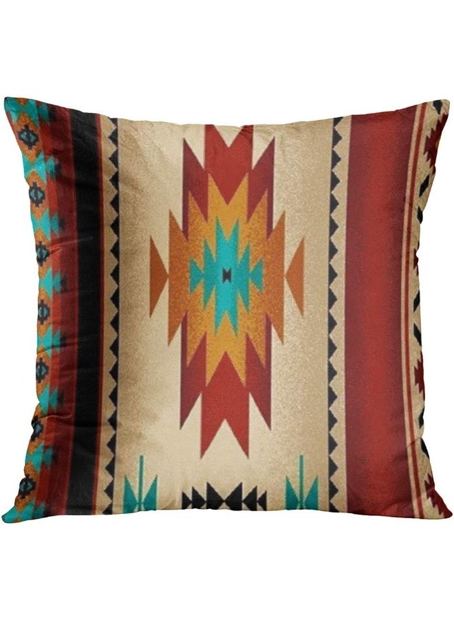 Emvency Set of 4 Throw Pillow Covers Tribal Western Geometric Colorful Nature Color Patterns Turquoise Orange Decorative Pillow Cases Home Decor Square 16x16 Inches Pillowcases - Image 3