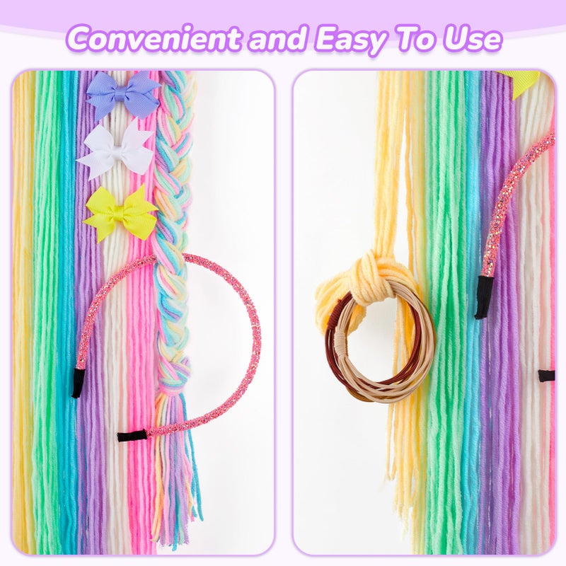 Basumee Unicorn Hair Bow Holder for Girls Wall Hanging Decor and Baby Hair Clip Hanger Organizer, Rainbow - Image 5