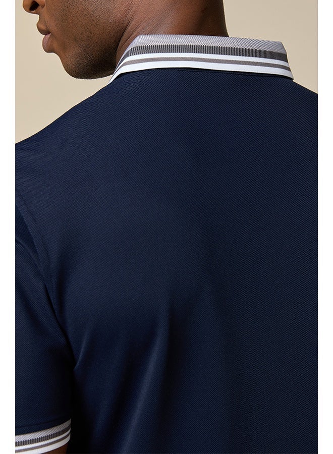 Mannerism The Stillwater Polo Dark Blue Lyocell Blend Polo Comfort Fit - Image 5
