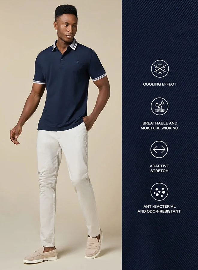 MANNERISM  The Stillwater Polo Dark Blue Lyocell Blend Polo Comfort Fit for Men | Best Price UAE