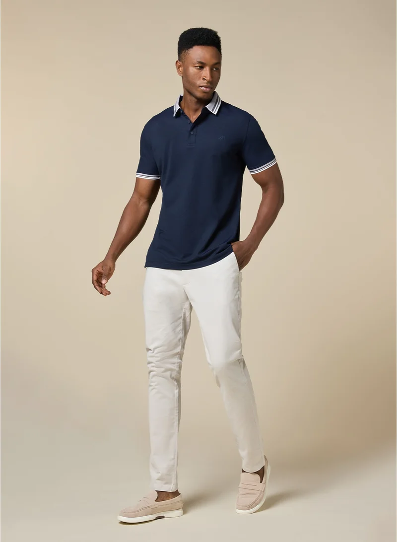 MANNERISM  The Stillwater Polo Dark Blue Lyocell Blend Polo Comfort Fit for Men | Best Price UAE