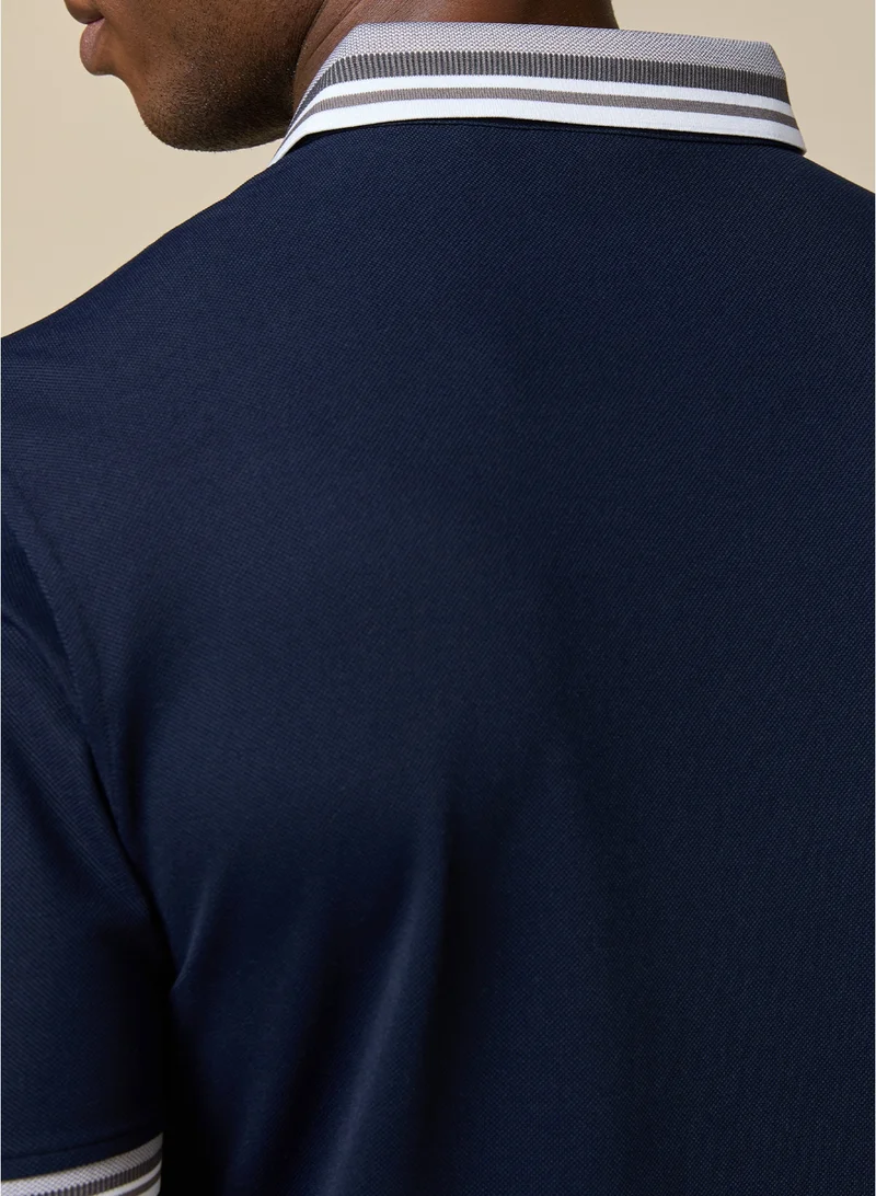 MANNERISM  The Stillwater Polo Dark Blue Lyocell Blend Polo Comfort Fit for Men | Best Price UAE