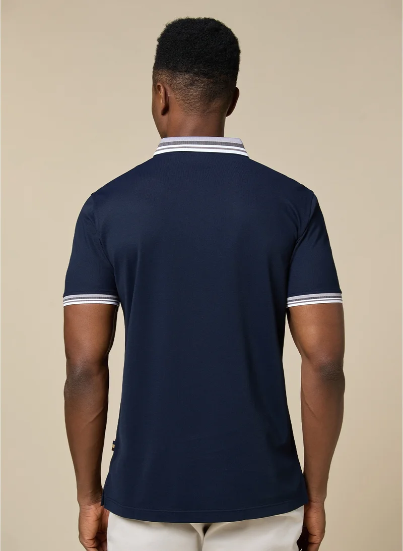 MANNERISM  The Stillwater Polo Dark Blue Lyocell Blend Polo Comfort Fit for Men | Best Price UAE