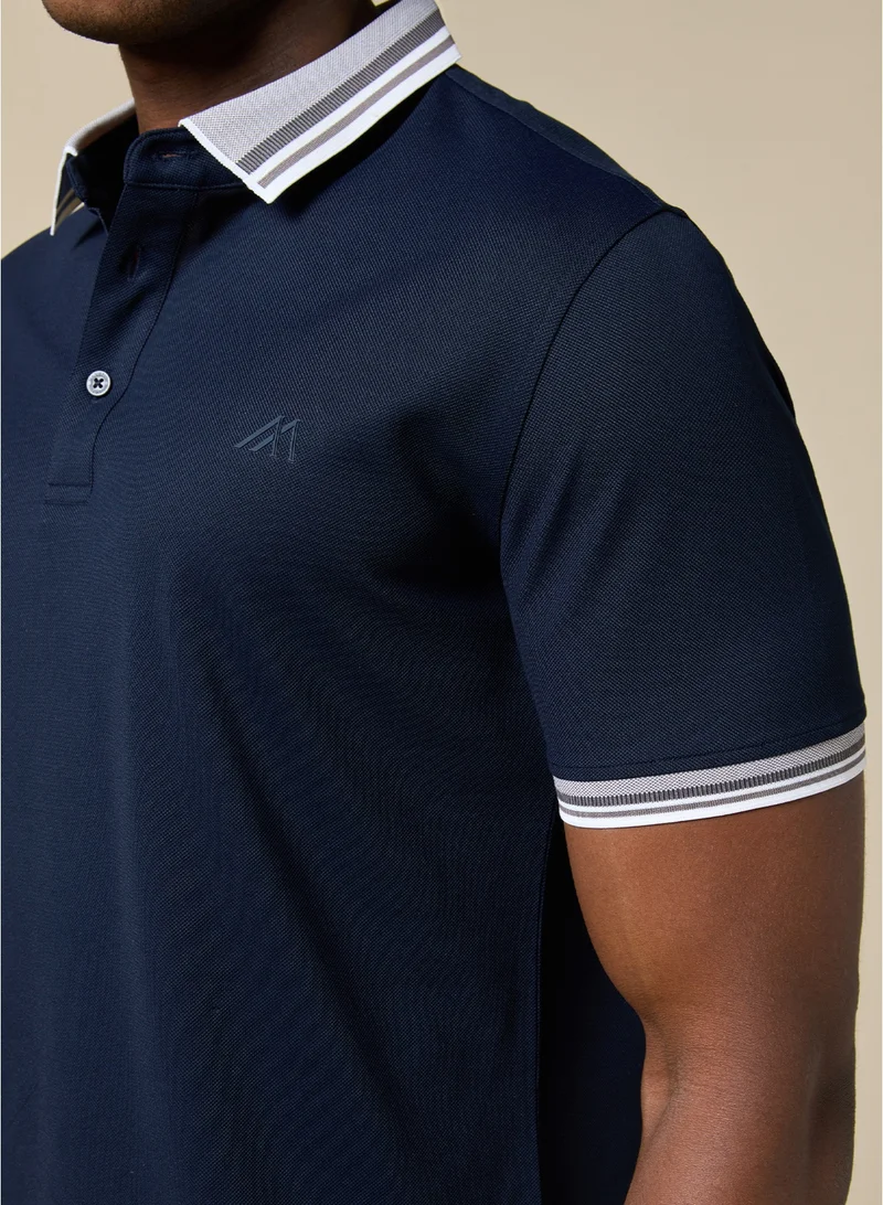 MANNERISM  The Stillwater Polo Dark Blue Lyocell Blend Polo Comfort Fit for Men | Best Price UAE