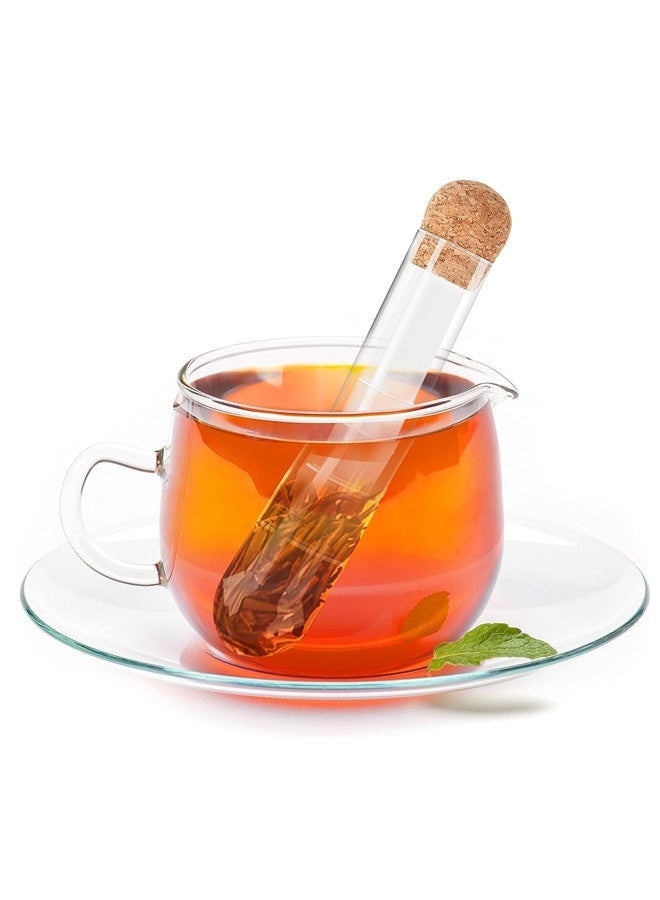 Osowake Glass Tea Strainers for Loose Tea, Glass Tea Infuser for Long Leaf Tea, Reusable Tea Diffusers with Cork, Large Loose Tea Steeper Filter for Cup - Image 1