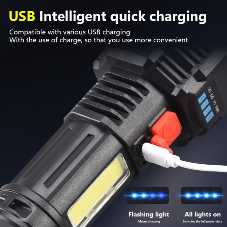 Care4 Care 4 Strong Bright 5 LED 1cob Flashlight USB Rechargeable Flashlight Torch Black 14 cm Rechargeable - Image 4