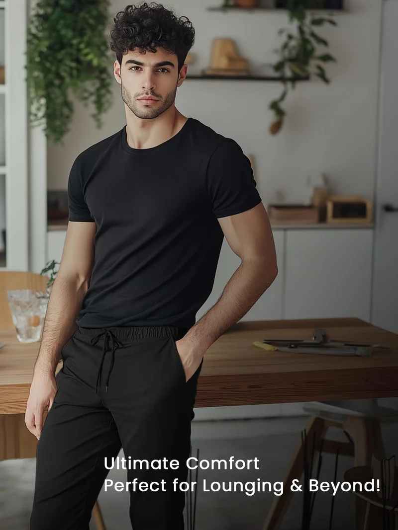 نوبيرو بنطلون رياضي رجالي أسود من نوبرو