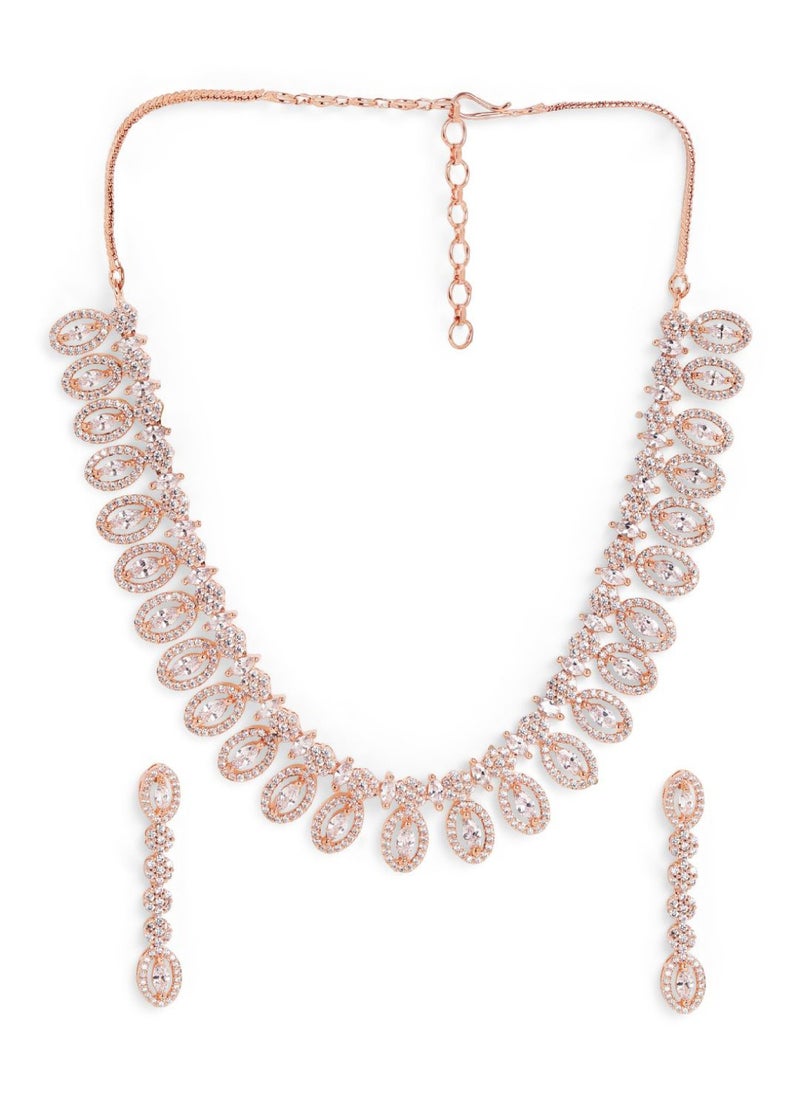 Priyaasi Rose American Diamond Studded Jewellery Set  - Image 2