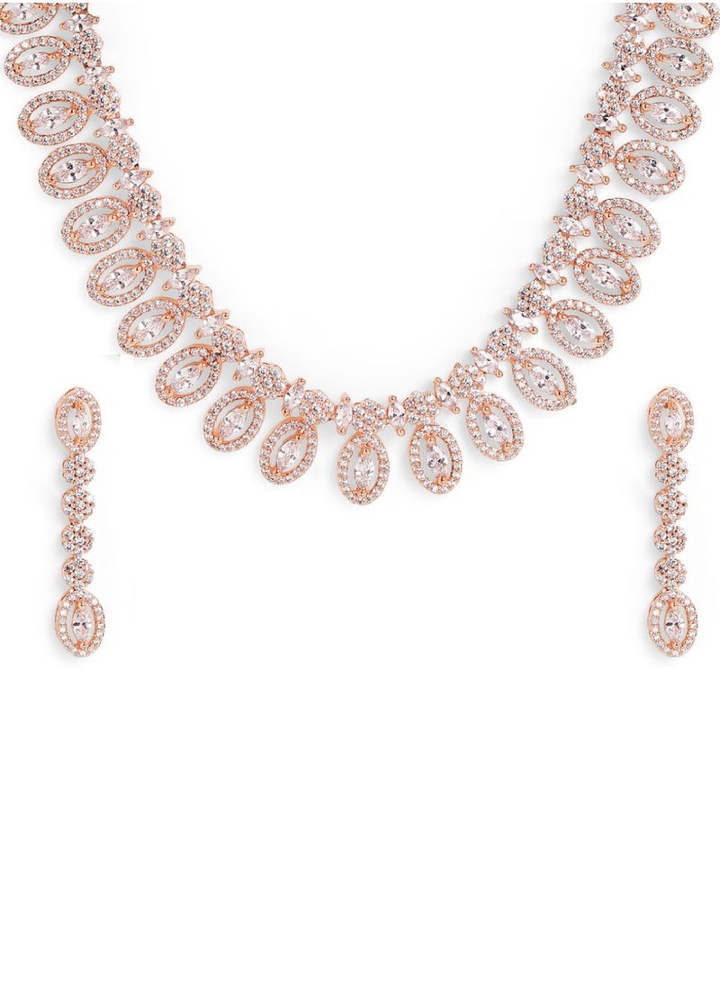 Priyaasi Rose American Diamond Studded Jewellery Set  - Image 3