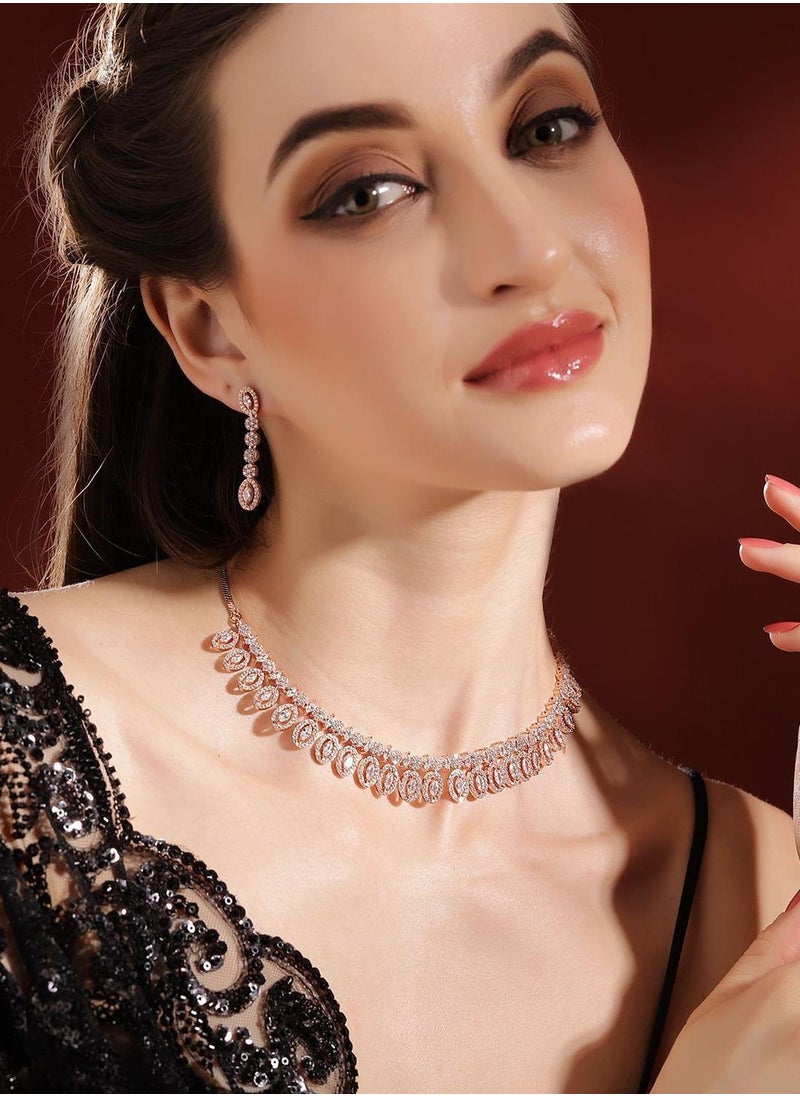 Priyaasi Rose American Diamond Studded Jewellery Set  - Image 5