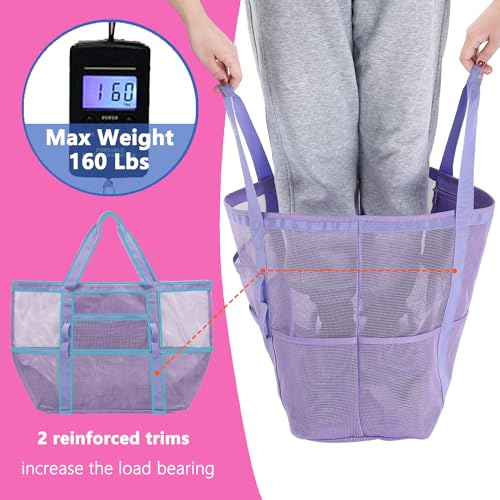 Fammart Mesh Beach Bag, Large Beach Tote with Zipper Pocket for Family Pool Bag for Toys & Vacation Essentials - Image 5