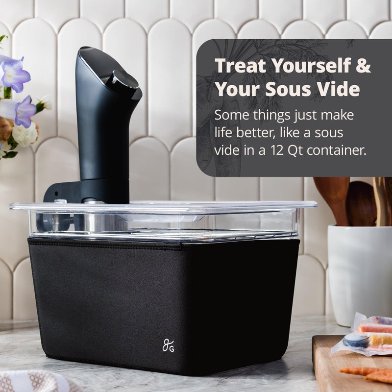 Greater Goods Greater Goods Sous Vide Container 12 Qt with Stainless Steel Rack, Insulation Sleeve, and Lid, (Onyx Black)  - Image 2
