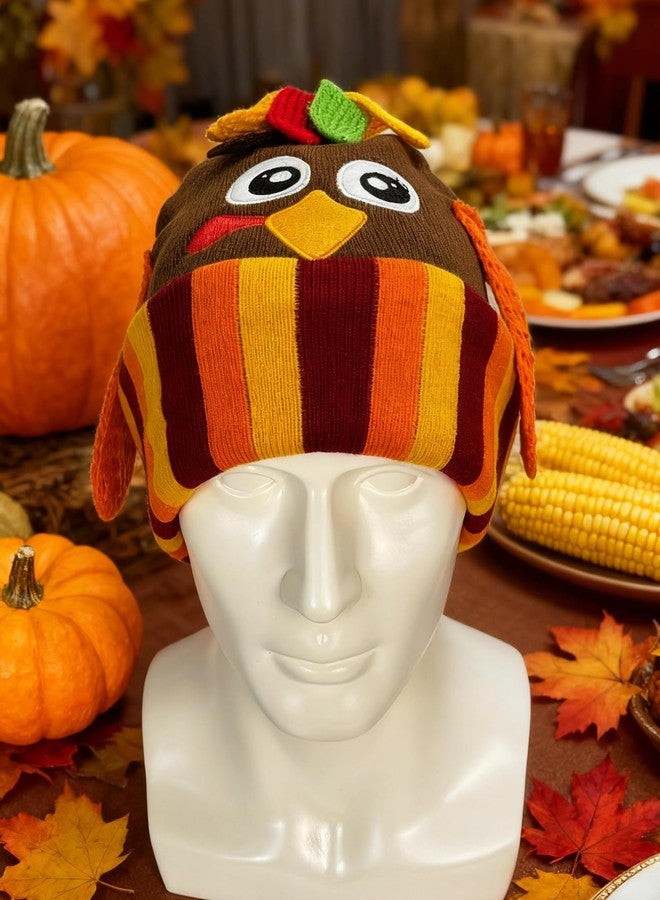 Asekonc Thanksgiving Turkey Beanie Hats Knitted Hat for Adult Turkey Trot Running Costume for Thanksgiving Party Races Fall Festival - Image 4