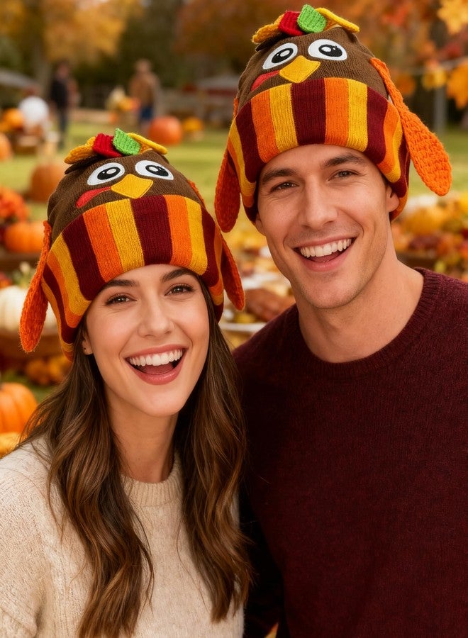Asekonc Thanksgiving Turkey Beanie Hats Knitted Hat for Adult Turkey Trot Running Costume for Thanksgiving Party Races Fall Festival - Image 5