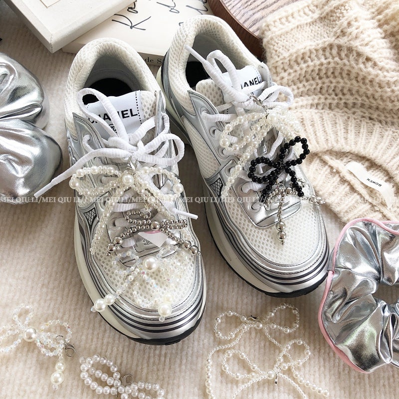 New Fashion Trend Pearl Shoes Flower Bow Tassel Shoe Buckle Hanging Ornaments Chanel Style Pendant Shoes Accessories - Image 2
