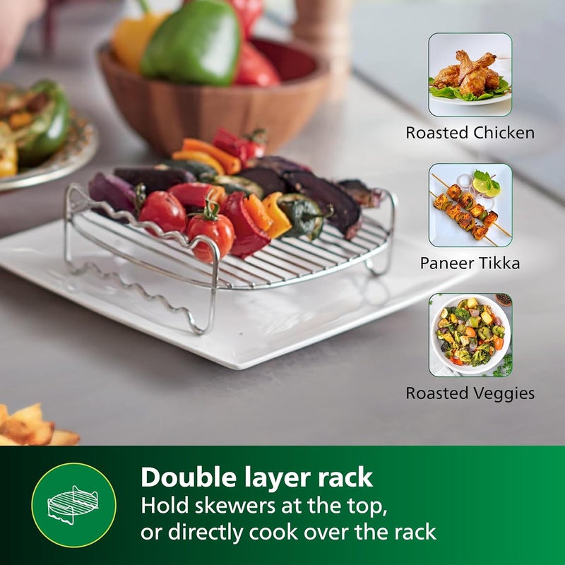 Philips Airfryer Party Sizzler Kit with Double layer grill rack, skewers, HD9815/01, Compatible with Large Airfryer - Image 2