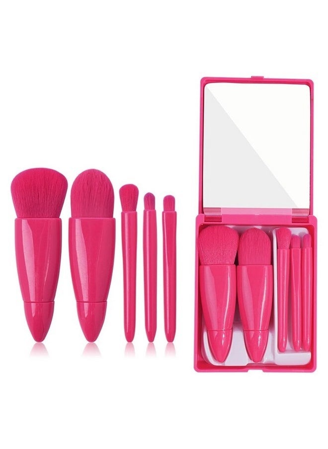 SKINPLUS Travel Friendly Makeup Brush Applicator Set Of 5 Box With Mirror (Pink)  - Image 1