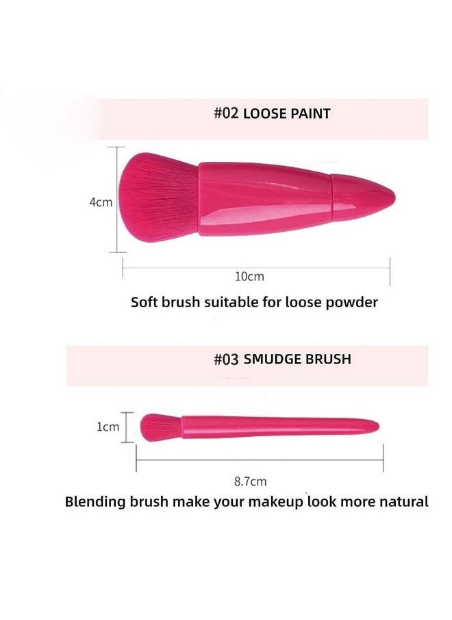 SKINPLUS Travel Friendly Makeup Brush Applicator Set Of 5 Box With Mirror (Pink)  - Image 4