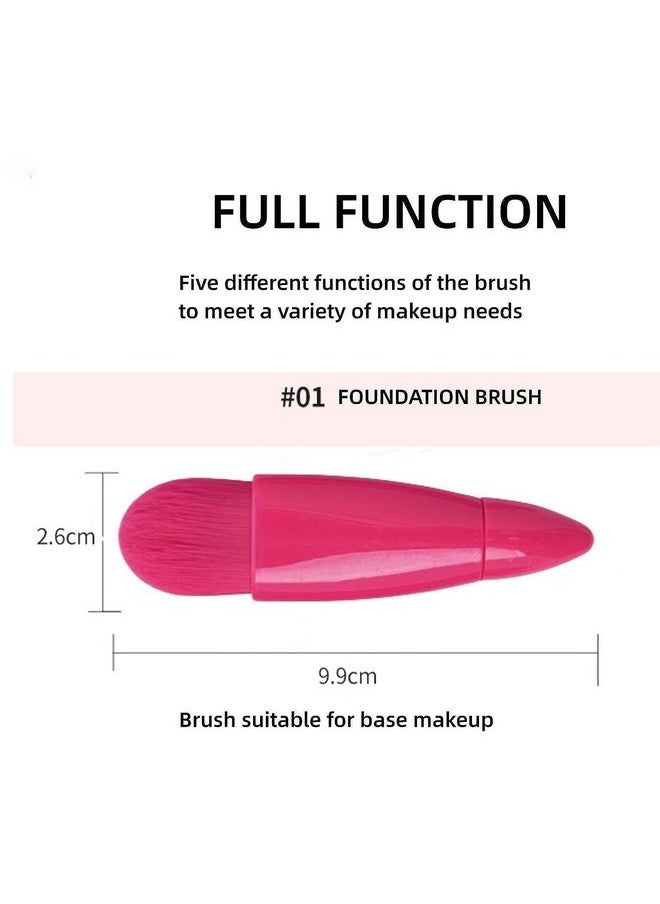 SKINPLUS Travel Friendly Makeup Brush Applicator Set Of 5 Box With Mirror (Pink)  - Image 3