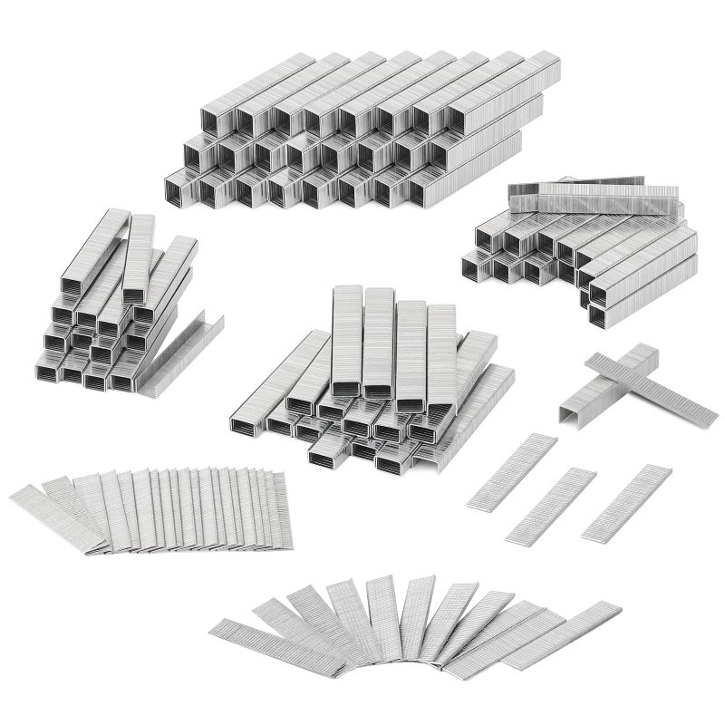 SHALL Heavy Duty T50 Staples and 18GA Brad Nails Combo Kit 8000Count Four Sizes of T50 Staples for Staple Gun Including 14 516 38 12 Inch and Two Sizes of Brad Nails Including 12 916 Inch