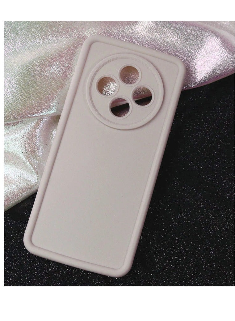 Oppo Reno 12F Silicone Case Soft Liquid Silicone Cover & Soft Microfiber - off-white - Image 1