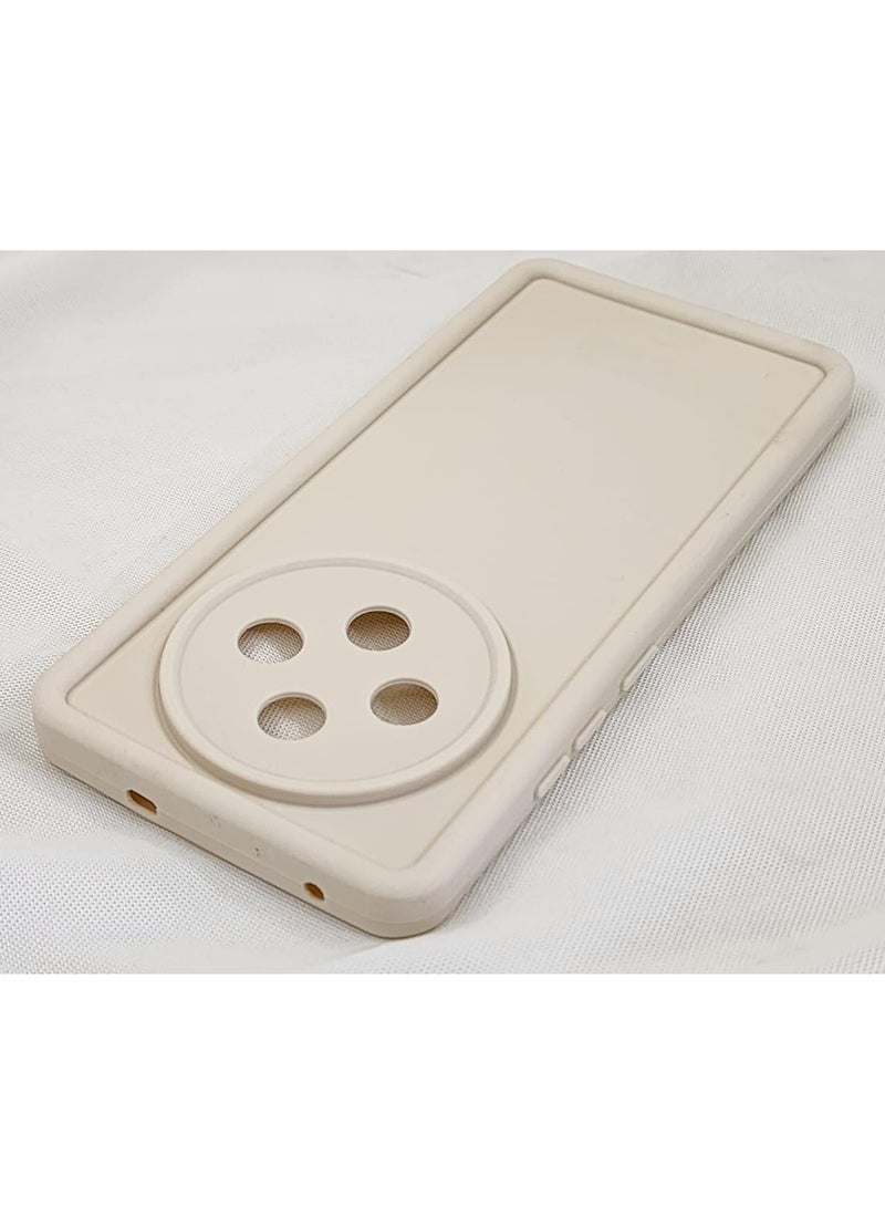 Oppo Reno 12F Silicone Case Soft Liquid Silicone Cover & Soft Microfiber - off-white - Image 2