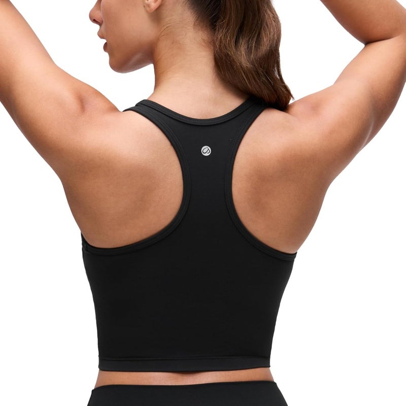 CRZ YOGA Butterluxe Womens Y-Back Racerback Longline Sports Bra - Padded Scoop Neck Workout Crop Tank Top with Built in Bra - Image 1