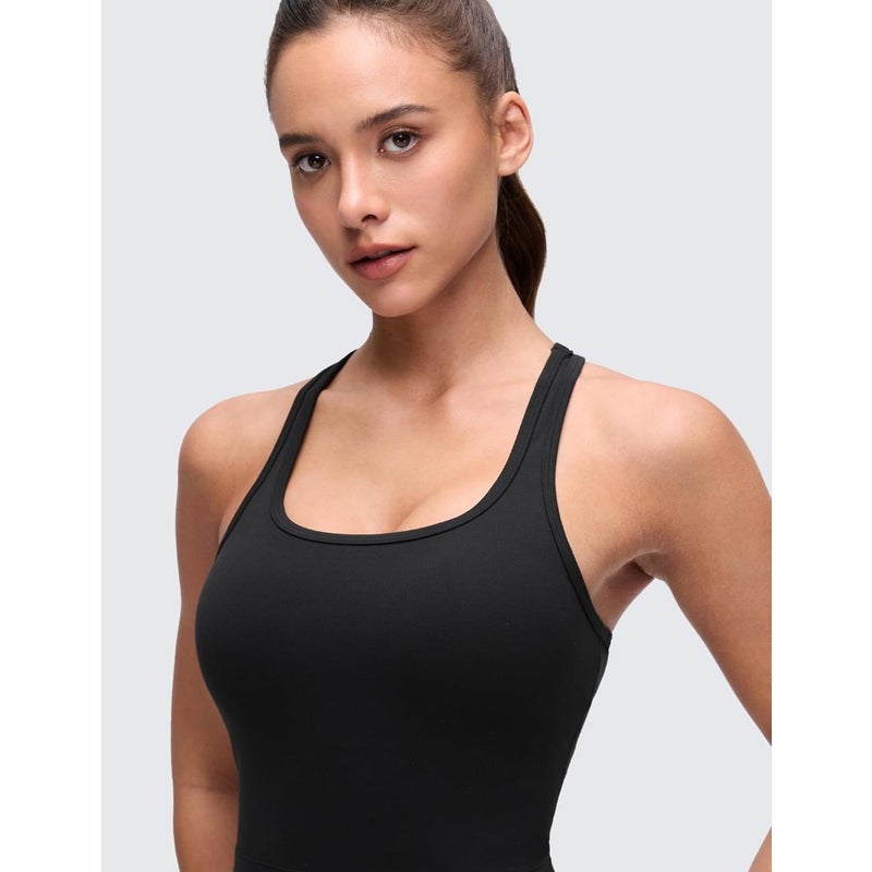 CRZ YOGA Butterluxe Womens Y-Back Racerback Longline Sports Bra - Padded Scoop Neck Workout Crop Tank Top with Built in Bra - Image 5