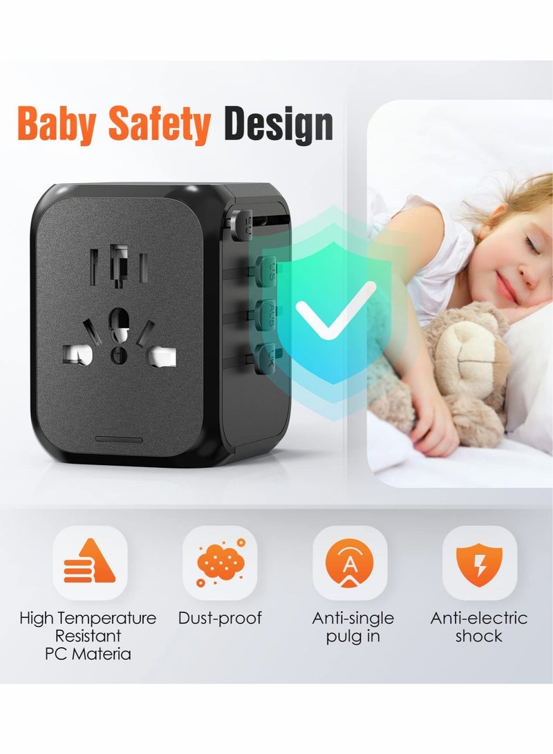 Excefore Universal International Travel Power Adapter with High Speed 2.4A USB, European Adapter - Image 5