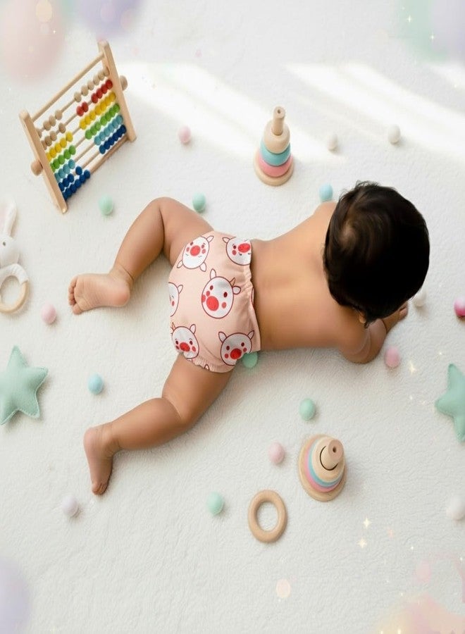 SNUGKINS Dry Feel Padded Langot/Nappies for New Born Baby 0-5 Months | 100% Pure Cotton Cloth Nappies | Washable & Reusable (Small, Boat Pig & Lion - Pack of 3) - Image 4