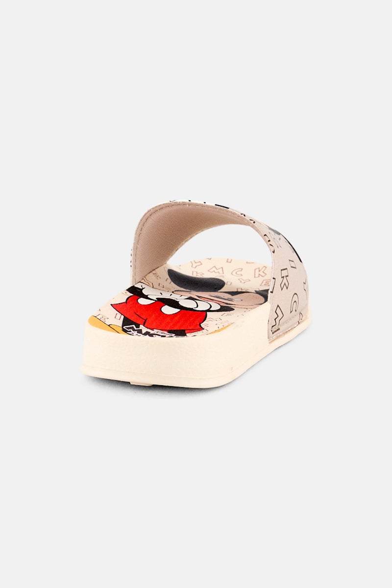 Disney Toddlers Boy Mickey And Friends Slip On Slides, Beige - Image 2