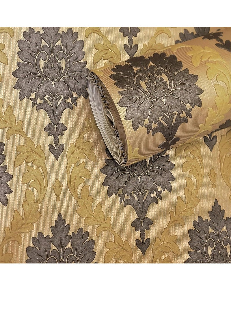 MAF Wallpaper MAF Wallpaper BR200205 Embossed Vintage Design Wallpaper, Preminum Limited Edition Wallpapers, Non-Woven Wallpaper for living room, bedroom, study, TV background, hotel, office & more - Yellow/Black  - Image 1