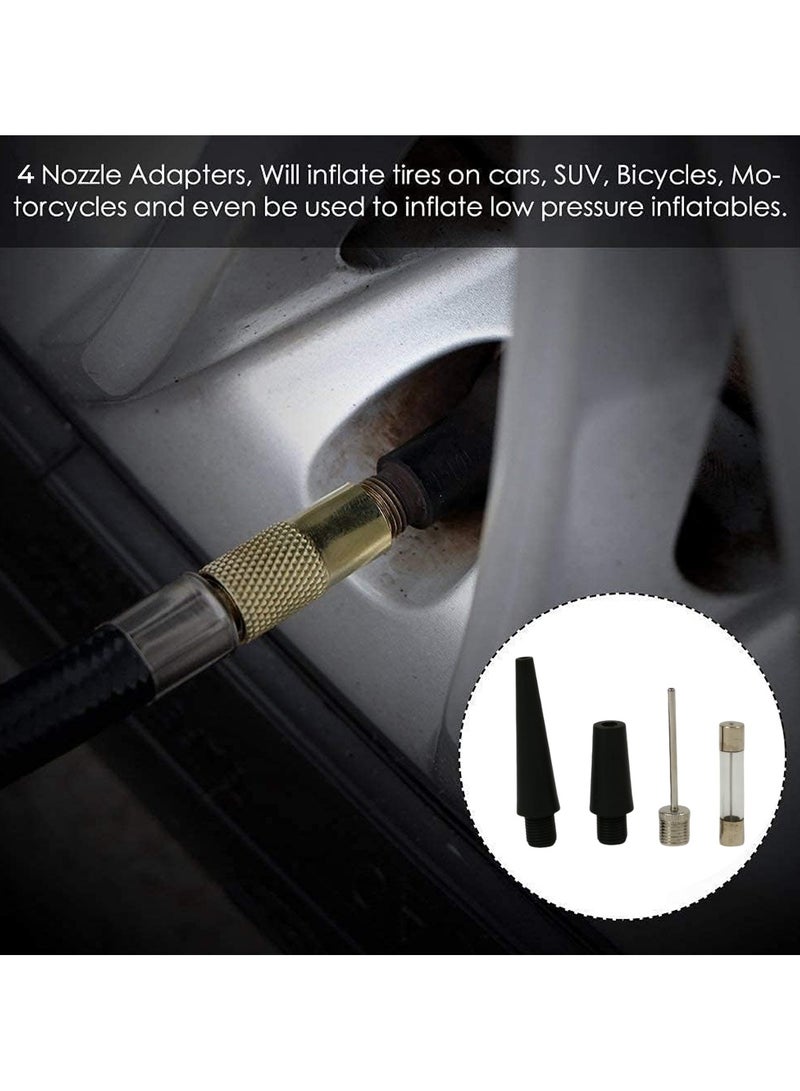 سفاري ضاغط هواء سفاري مزدوج الأسطوانة 200 رطل لكل بوصة مربعة 12 فولت، مضخة نفخ إطارات شديدة التحمل مع ضوء LED، نفخ سريع 85 لترًا في الدقيقة، مضخة هواء محمولة للسيارات والدراجات النارية والسيارات الرياضية متعددة الاستخدامات مع فوهات ومشابك بطارية SF-26079 - Image 5