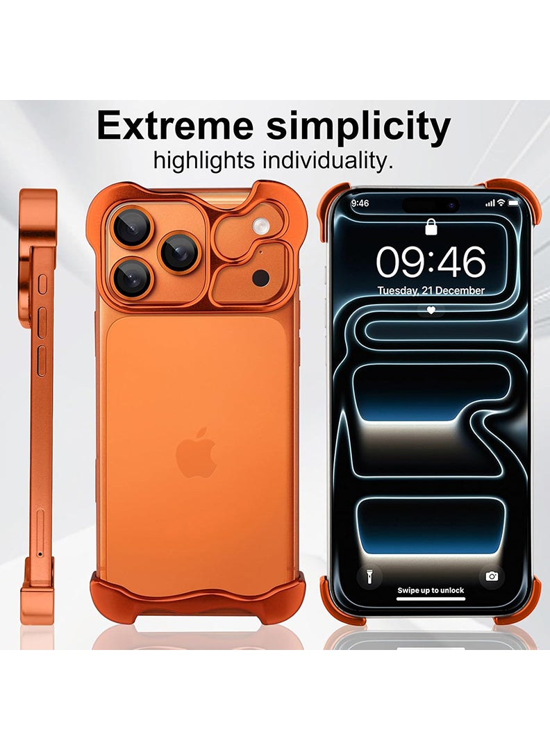 رفع القضية جراب iPhone 17 Pro Max، إطار من الألومنيوم الفاخر مع زوايا معدنية، حماية لعدسة الكاميرا، تصميم بسيط بدون إطار لهاتف iPhone 17 Pro Max مقاس 6.9 بوصة - برتقالي - Image 4