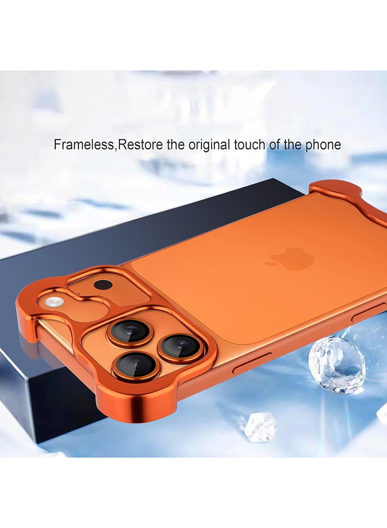 رفع القضية جراب iPhone 17 Pro Max، إطار من الألومنيوم الفاخر مع زوايا معدنية، حماية لعدسة الكاميرا، تصميم بسيط بدون إطار لهاتف iPhone 17 Pro Max مقاس 6.9 بوصة - برتقالي - Image 3