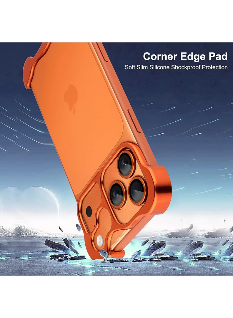 رفع القضية جراب iPhone 17 Pro Max، إطار من الألومنيوم الفاخر مع زوايا معدنية، حماية لعدسة الكاميرا، تصميم بسيط بدون إطار لهاتف iPhone 17 Pro Max مقاس 6.9 بوصة - برتقالي - Image 2