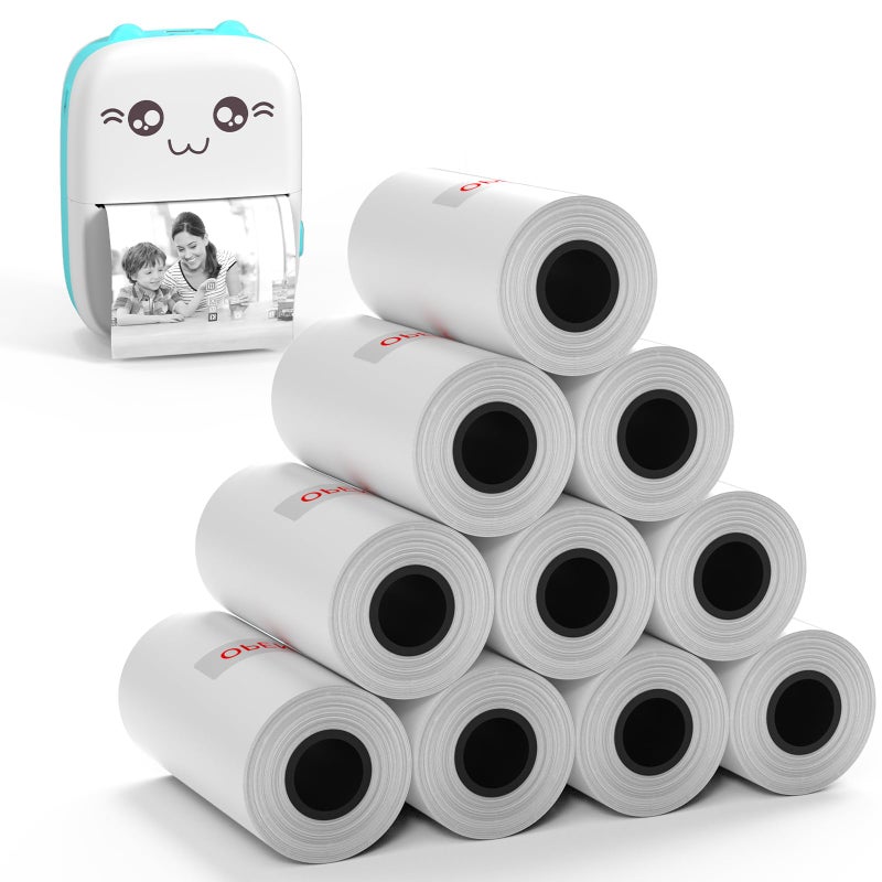 PAPRMA 57x30mm Thermal Paper White 10 Rolls, Non-Adhesive Thermal Paper Roll for Mini Printer Instant Camera Printer Refill - Image 1