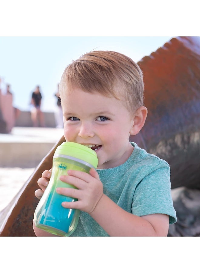 Chicco Insulated Rim Spout Trainer Spill-Free Baby Sippy Cup, 9 oz. in Green/Teal Ombre - Two Pack - Image 2
