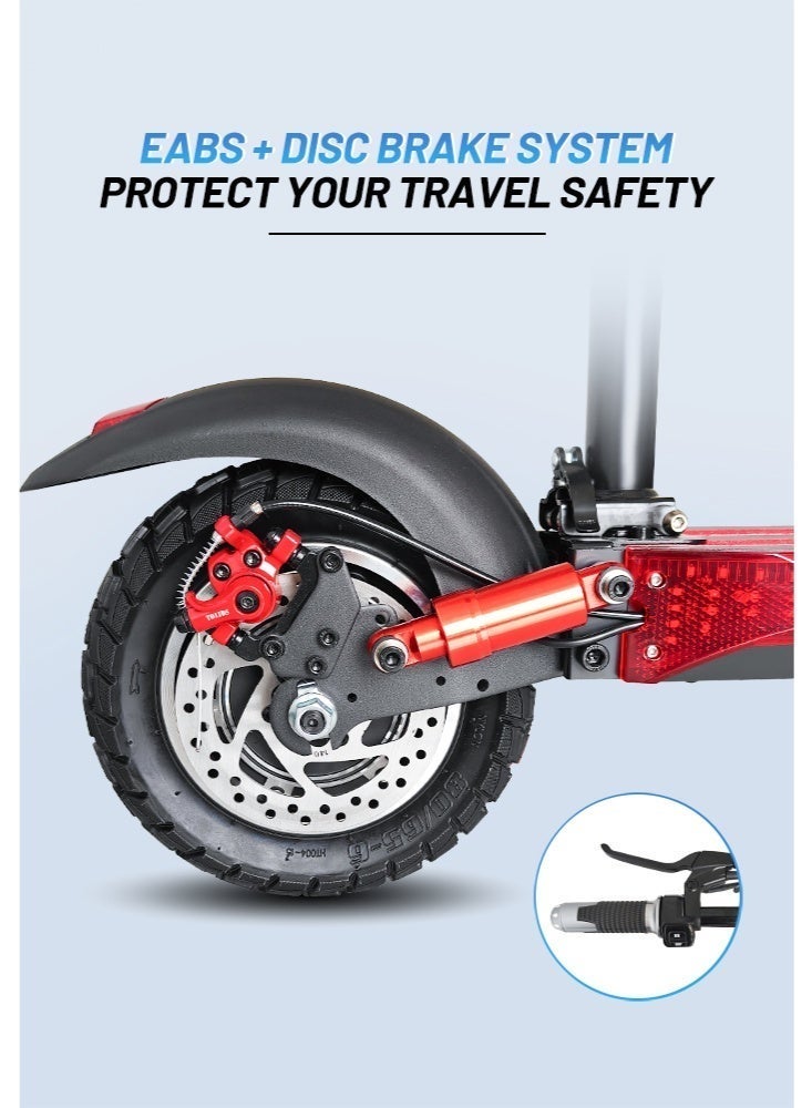 bolin One-Button Foldable Electric Scooter, With NFC，1200W Brushless Motor, Intelligent LED Display,Electric Scooter With Seat,E Scooter for Adults and Teen,10inch tire,Maximum Speed Of 38KM/H, 150 KG Load Capacity,Aluminum Alloy Frame,Black Body And Red Pedal - Image 5