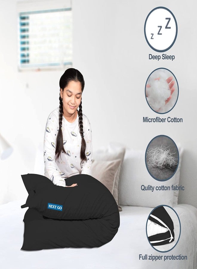 NEXTGO Microfiber Cuddle Pillow with Cover for Full Body Support and Used During Pregnancy Side and Back Sleepers - Fits (54 x 20 inches, White Pillows and (Black Cover) - Image 4