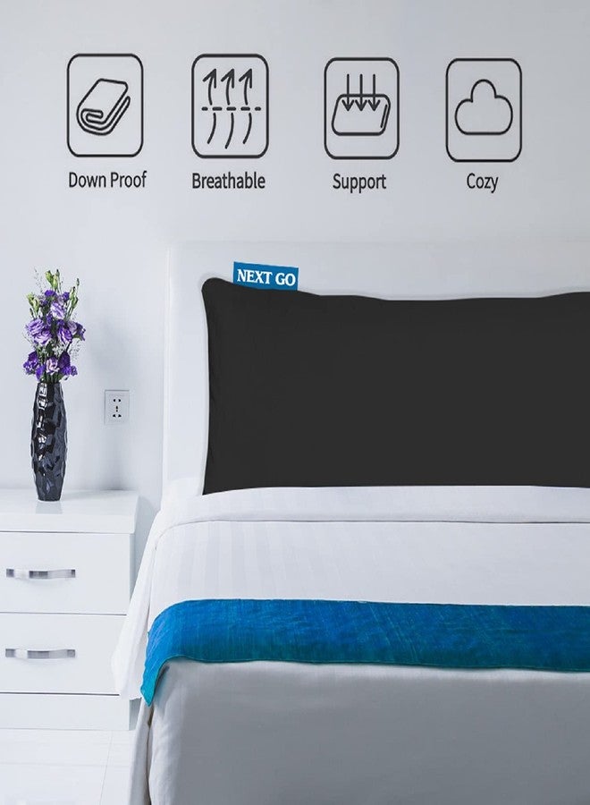 NEXTGO Microfiber Cuddle Pillow with Cover for Full Body Support and Used During Pregnancy Side and Back Sleepers - Fits (54 x 20 inches, White Pillows and (Black Cover) - Image 3