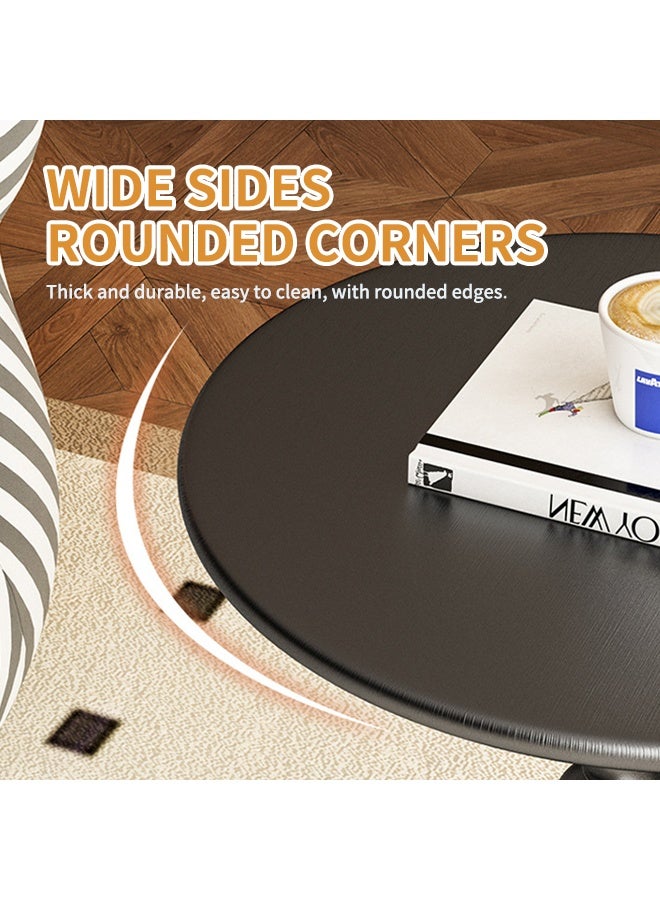Generic Retro End Table, Matte Metal Sofa Side Table, Stable Durable Round Coffee Table, Corner Drink Table, Thickened Frame Versatile Accent Table for Drinks Books Table Lamps Decor Plants Black  - Image 4