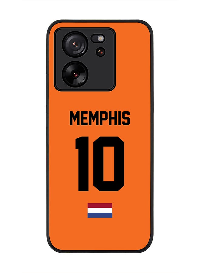 Stylizedd Rugged Black Edge case for Xiaomi 13T / Xiaomi 13T Pro,Slim fit Flexible Cover - Football Team - Netherlands, Player Name - Memphis - Image 1