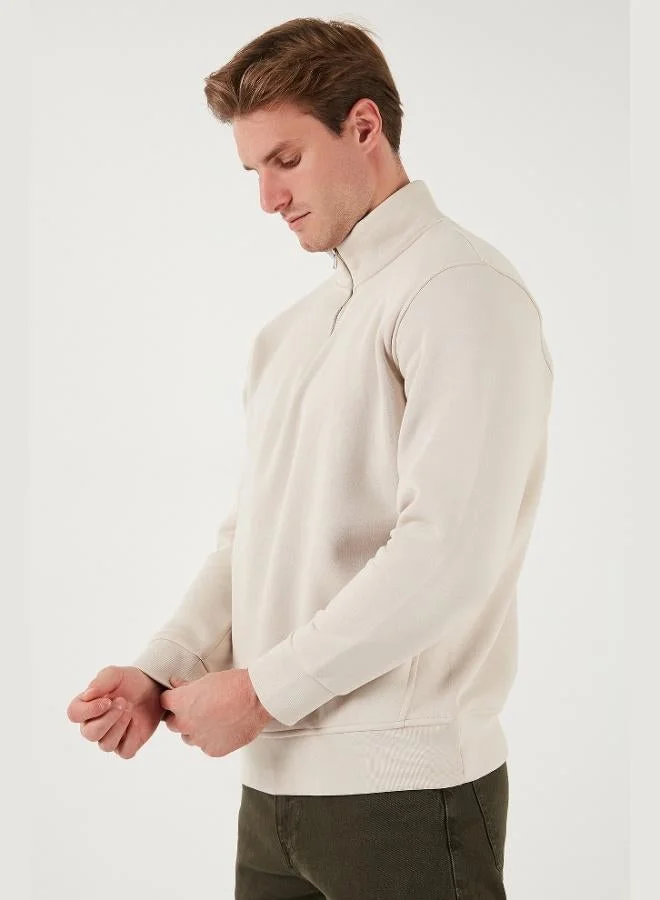 Buratti  Buratti Cotton Regular Fit Half Zipper Stand Collar Sweat Men's SWEAT 59052592 for Men | Best Price UAE