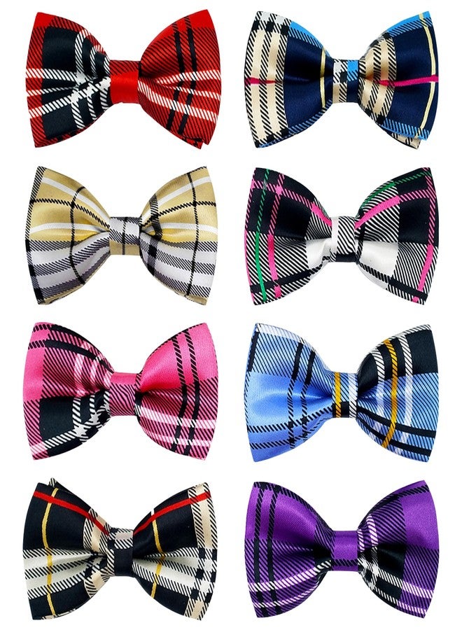 PET SHOW 8pcs Plaid Small Dogs Collar Bow Ties Puppies Cats Collar Charms Accessories Slides Attachment Bowties for Birthday Wedding Parties Assorted - Image 1