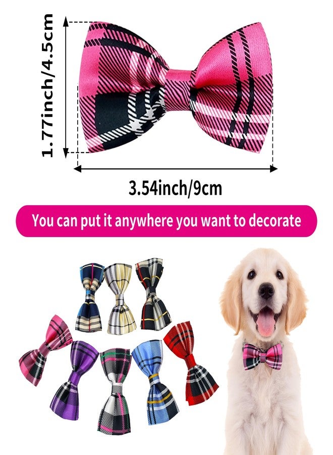 PET SHOW 8pcs Plaid Small Dogs Collar Bow Ties Puppies Cats Collar Charms Accessories Slides Attachment Bowties for Birthday Wedding Parties Assorted - Image 2