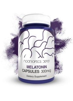 Nootropics Depot Melatonin Capsules | 300mcg | 120 Pills | Supports Healthy Sleep Cycles | Promotes Relaxation | Natural Sleep Aid Supplement 